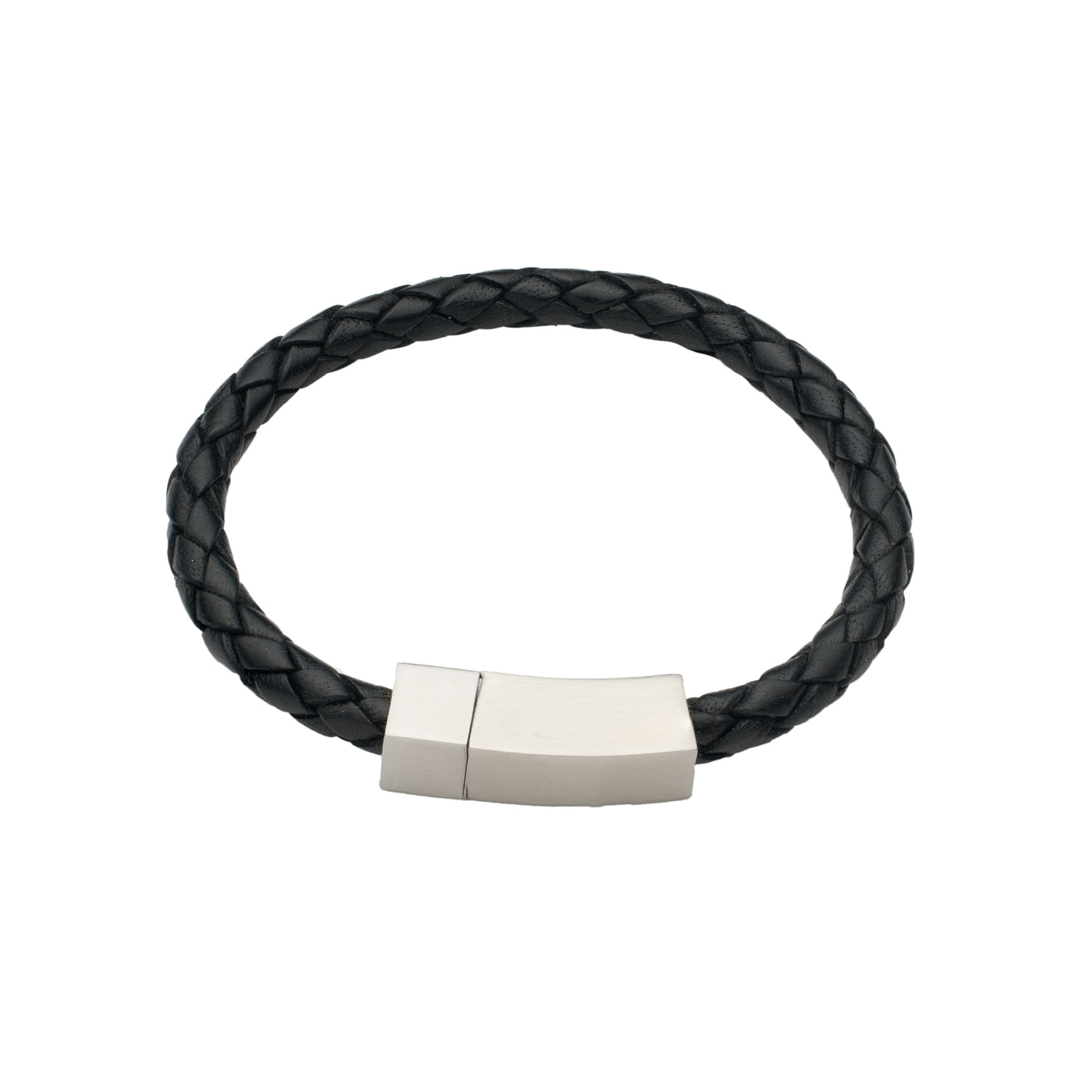 Leather Bracelet with Thin Rectangle Magnetic Clasp