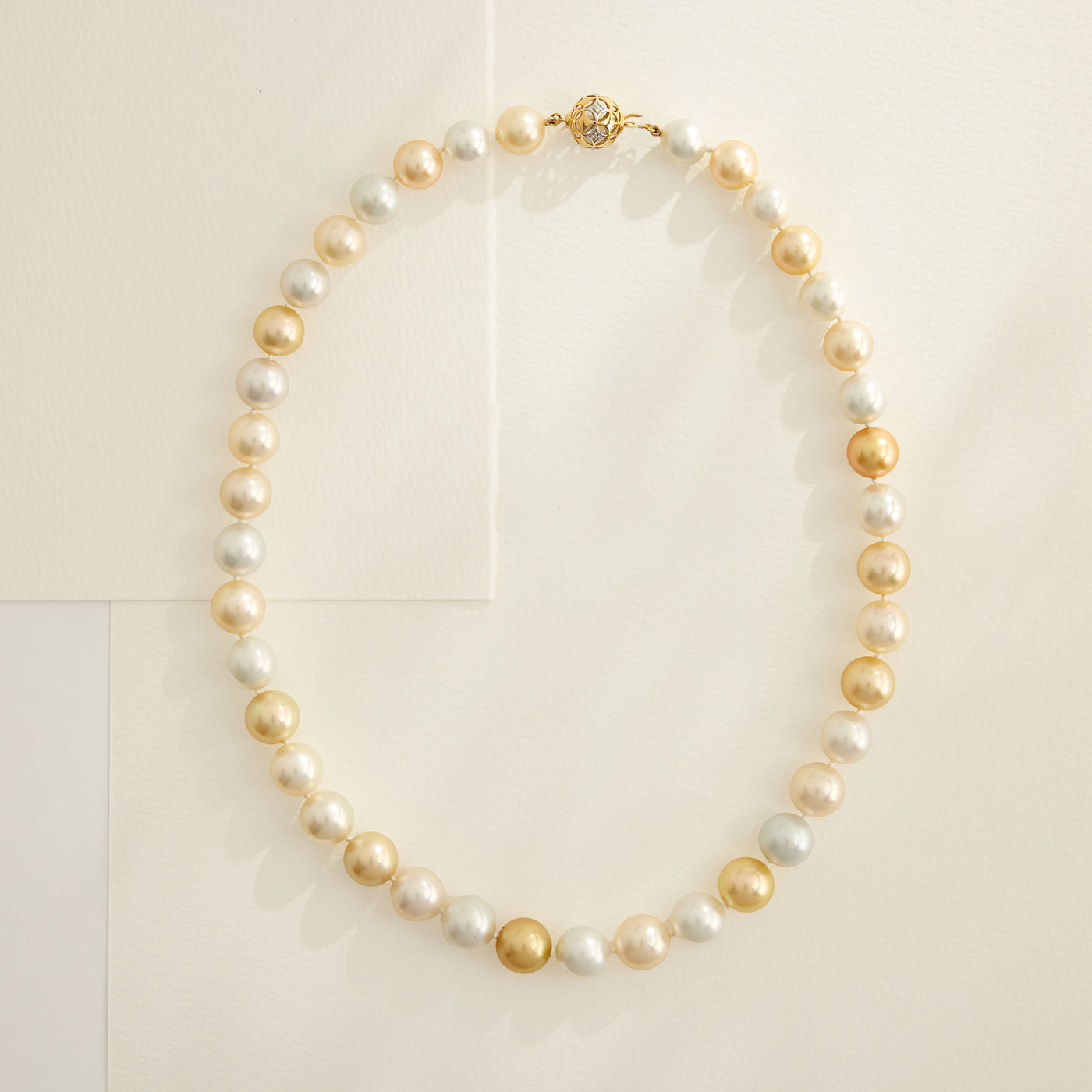 Multi Color White & Golden South Sea Pearl Strand