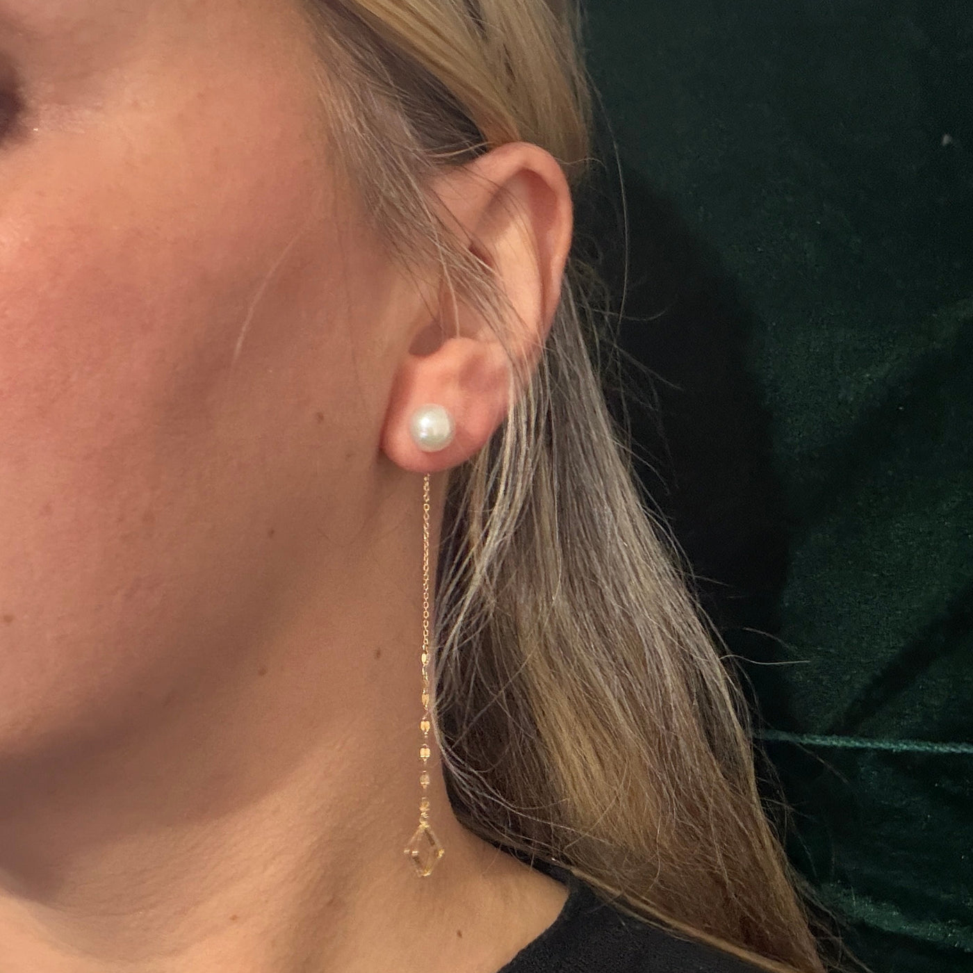 Petite Akoya Triangle Dangle Earrings