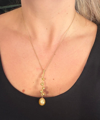 Golden Twig Keshi Pearl Pendant