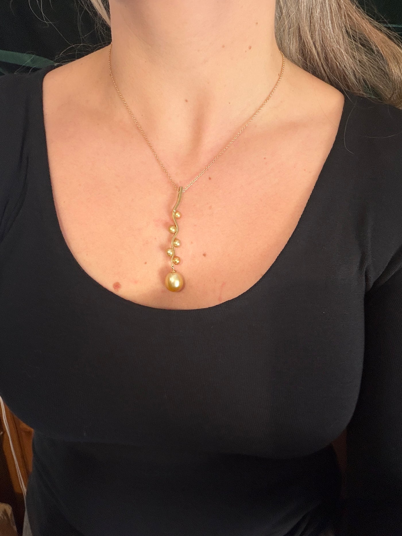 Golden Twig Keshi Pearl Pendant