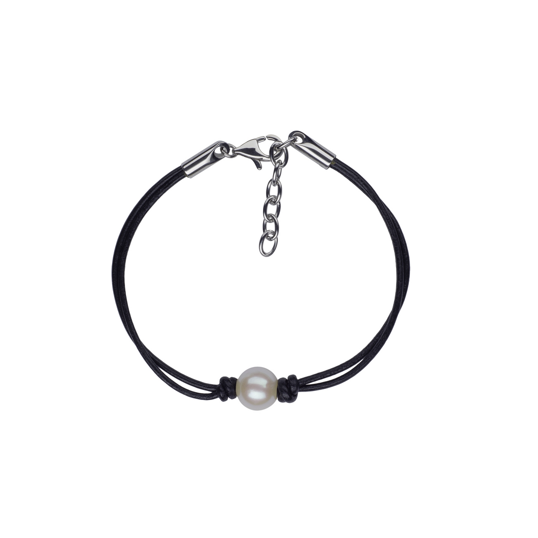 Single-Pearl & Leather Bracelet – Pearls By Shari