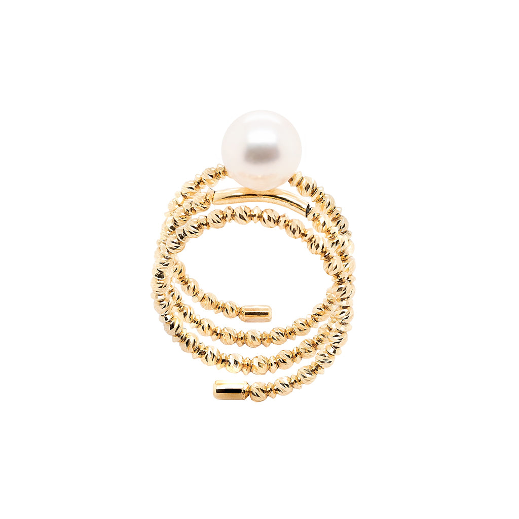Petite Akoya Sparkle Spiral Ring – Pearls By Shari 