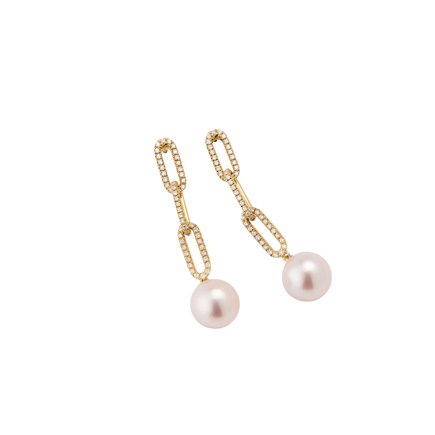 Diamond Tahitian Paperclip Earrings