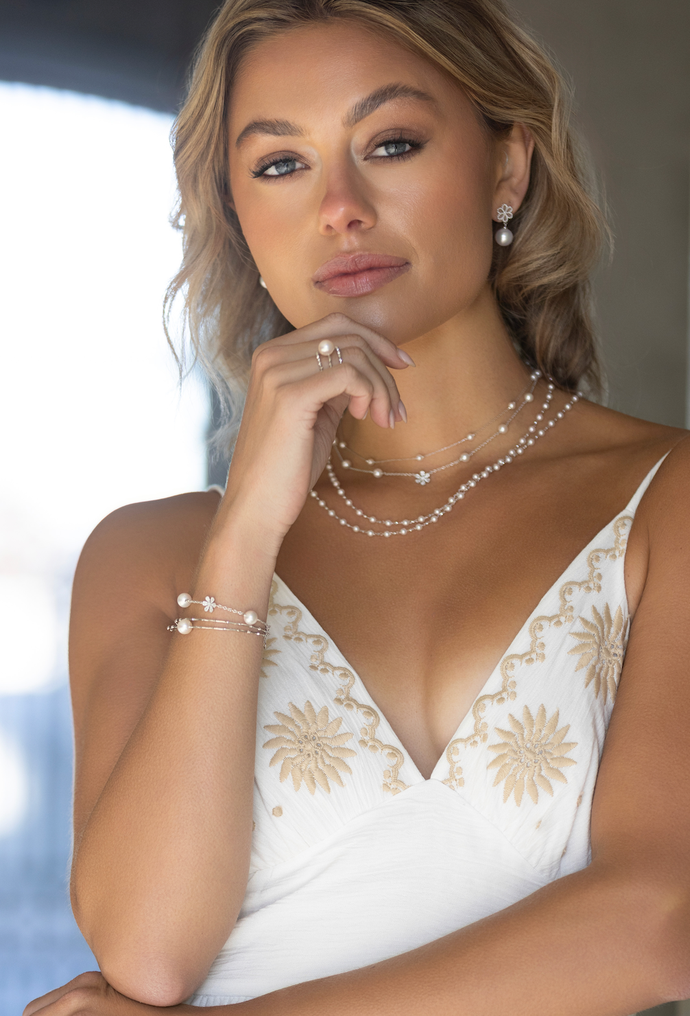 Petite Akoya Pearl & Multi-Flower Necklace