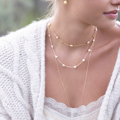 Golden Keshi Pearls & Citrine Necklace
