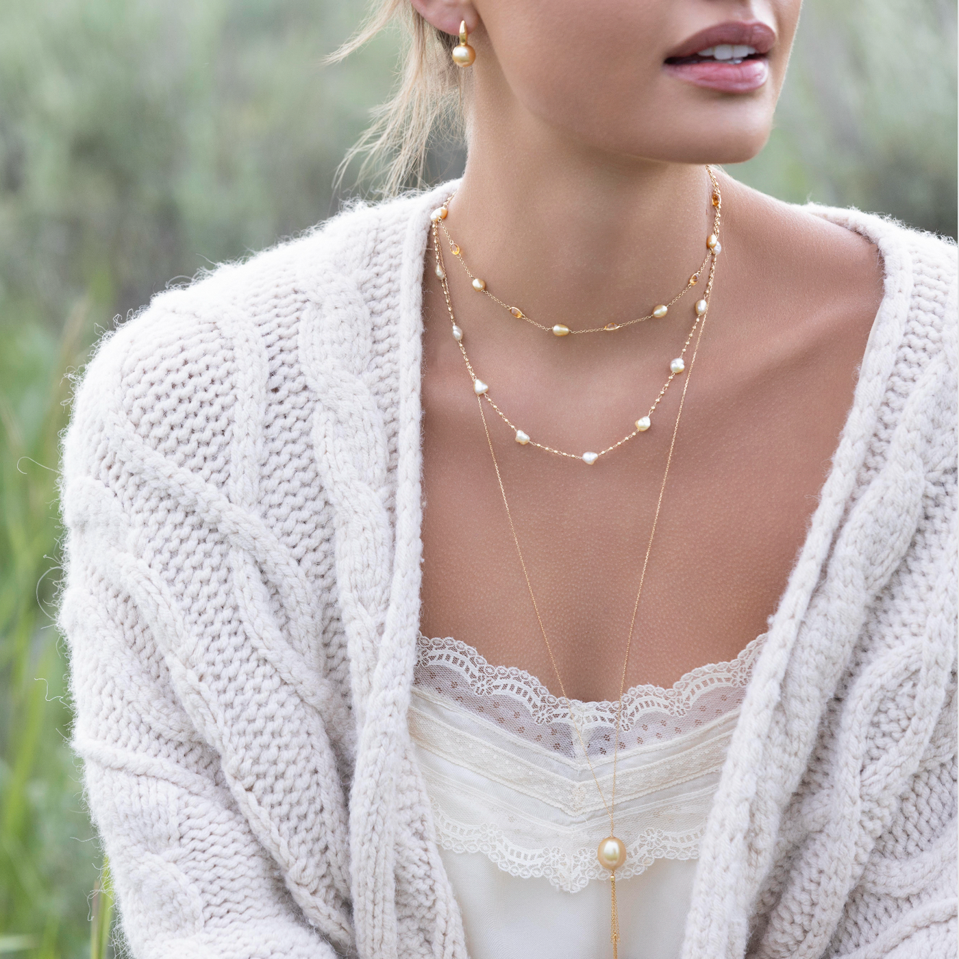 Golden Keshi Pearls & Citrine Necklace