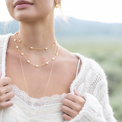 Golden Keshi Pearls & Citrine Necklace