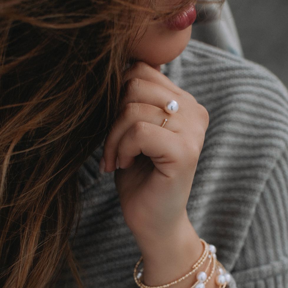 Petite Akoya Pearl Open Ring