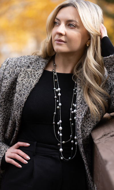 Tahitian Pearl & Smoky Topaz Long Necklace