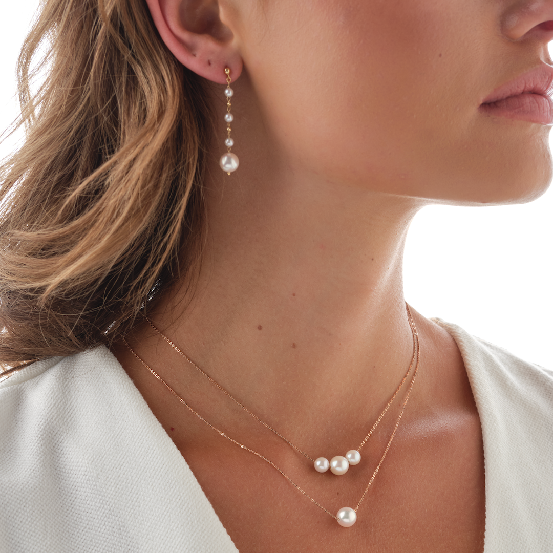 Petite Akoya Lariat Drop Earrings