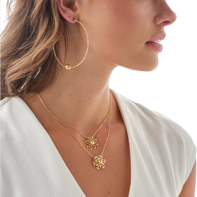 Sparkle Golden Pearl Hoops