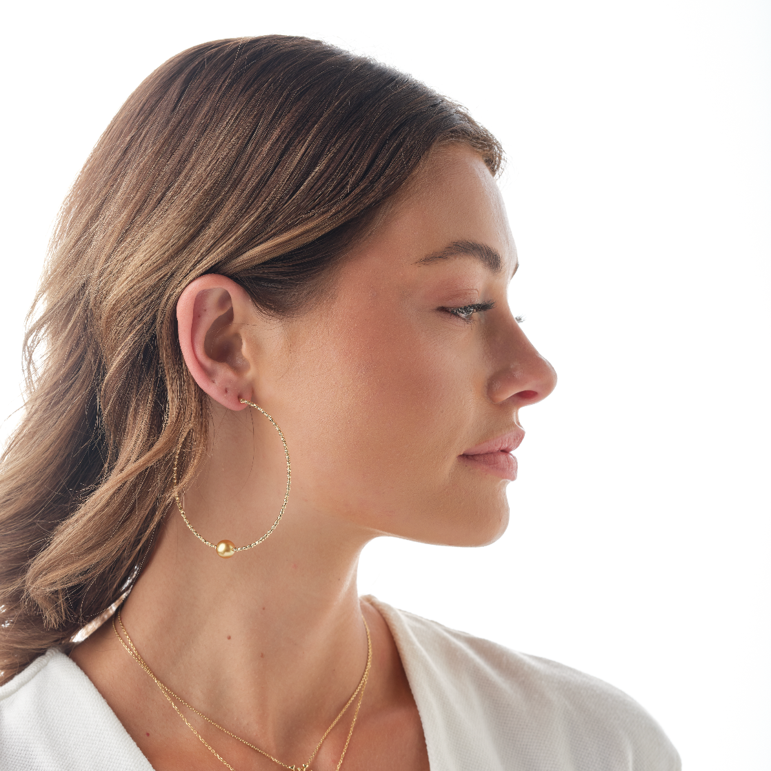 Sparkle Golden Pearl Hoops