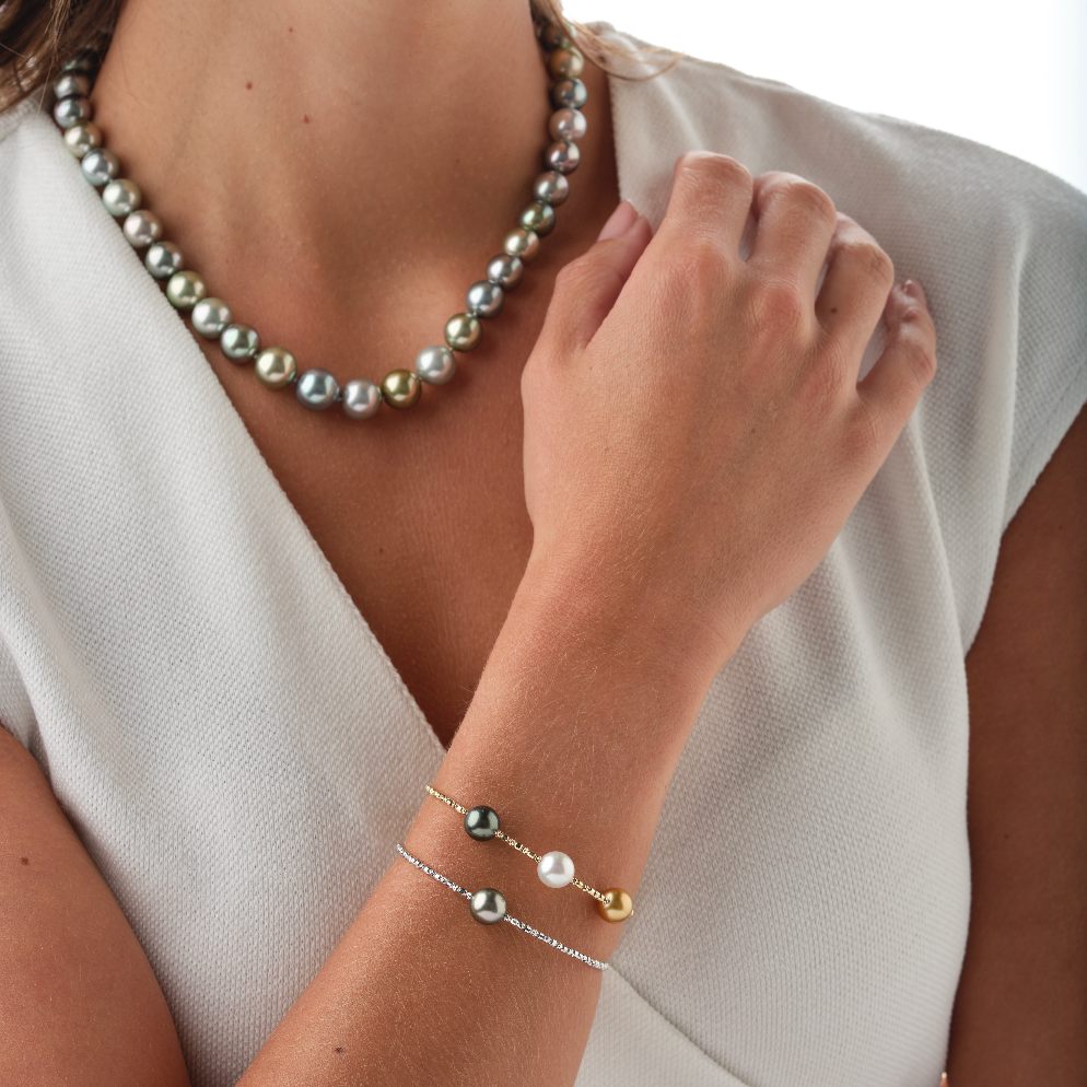 Multi-Color Pearls Sparkle Bangle