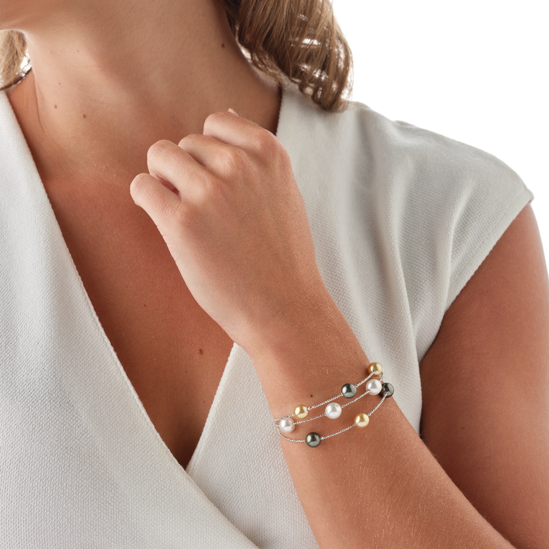 Multi-Color South Sea Pearls 3 Strand Bracelet