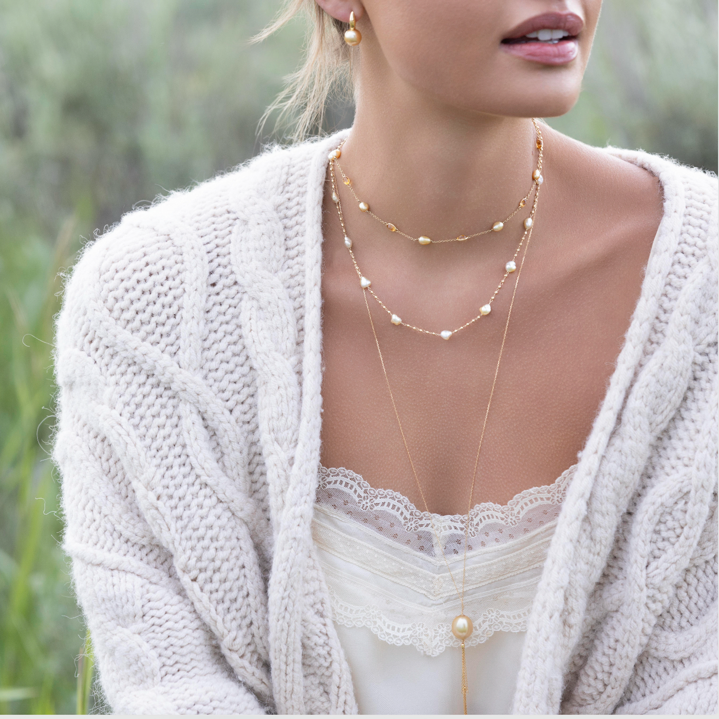 Golden South Sea Tassel Lariat