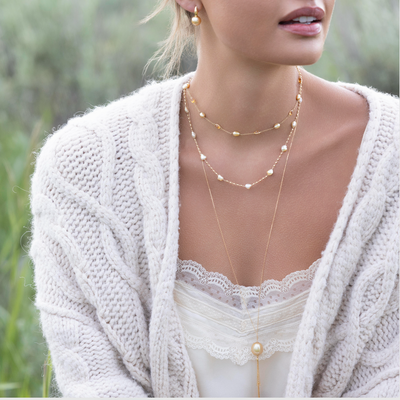 Golden South Sea Tassel Lariat