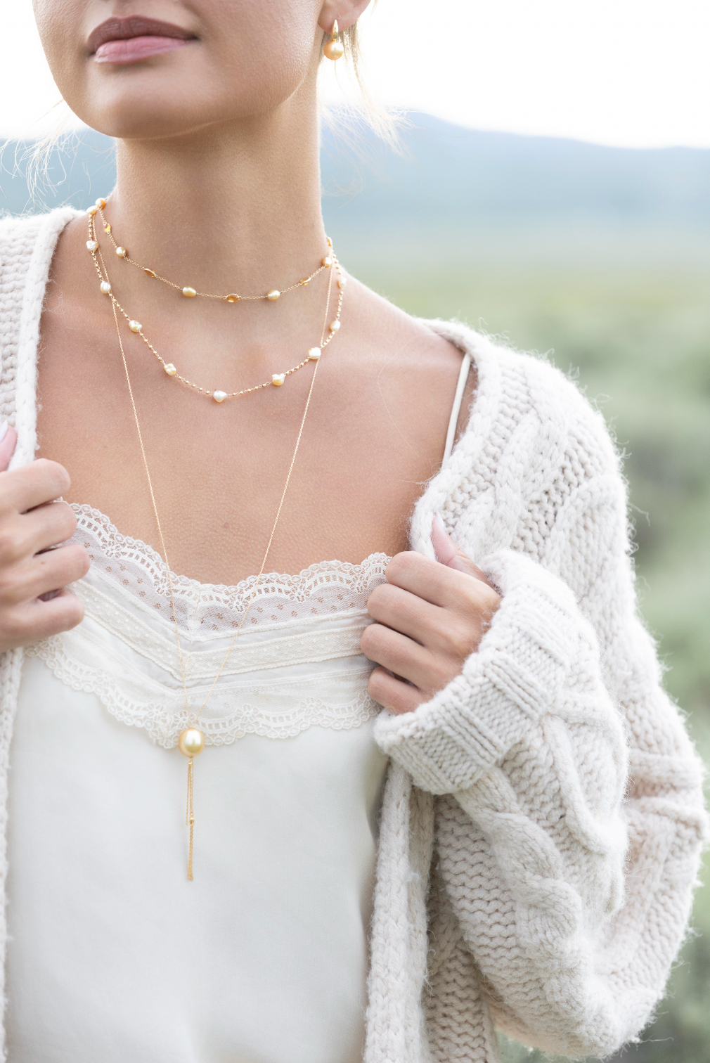 Golden South Sea Tassel Lariat
