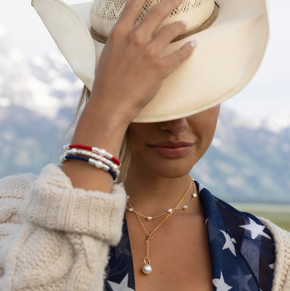 Adjustable Toggle Pearl Chain Necklace