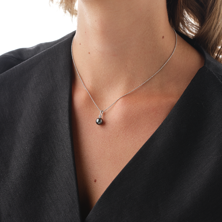 Pendentif Ancien En Argent Massif Avec Diamants & Perles - Style 19ème Siècle - Occasion
