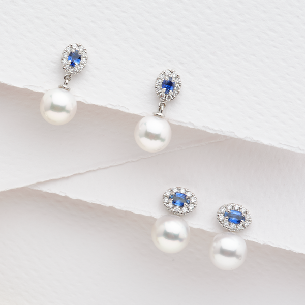 Blue Sapphire Akoya Pearl Earrings – Pearls By Shari