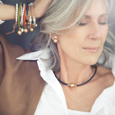 Italian Leather & Pearl Charm Bracelets