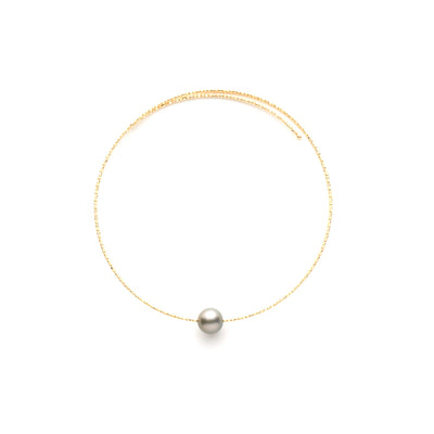 South Sea Pearl Choker with faceted Yellow Gold Bangle Necklace