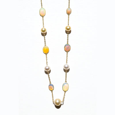 South Sea Pearl & Ethiopian Opal Necklace