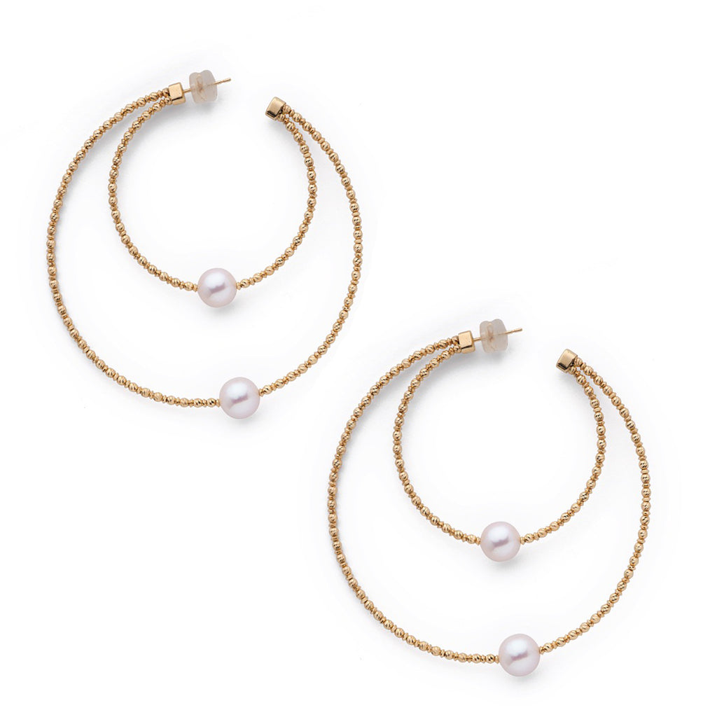 ピアス Pearl Double Hoop Earrings #9138 SparkleDoubleHoops_b03fbe58-
