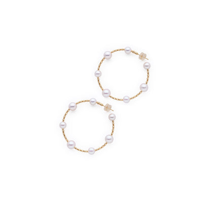 Multi-Pearl Sparkle Bangle Hoop Earrings