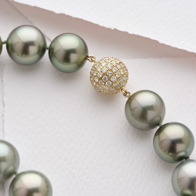 Tahitian South Sea pearls with diamond clasp. Legacy Vault Piece. 