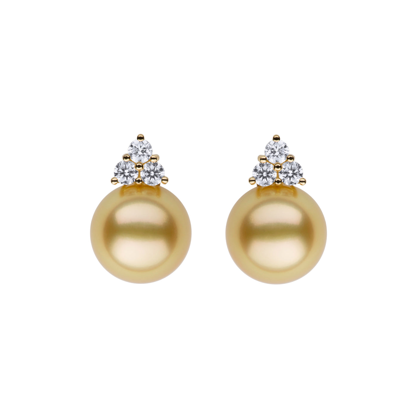 Tri-Diamond Stud Earrings