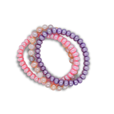 Purple, Pink and Natural Color Freshwater Pearl bracelets. One size fits most. 