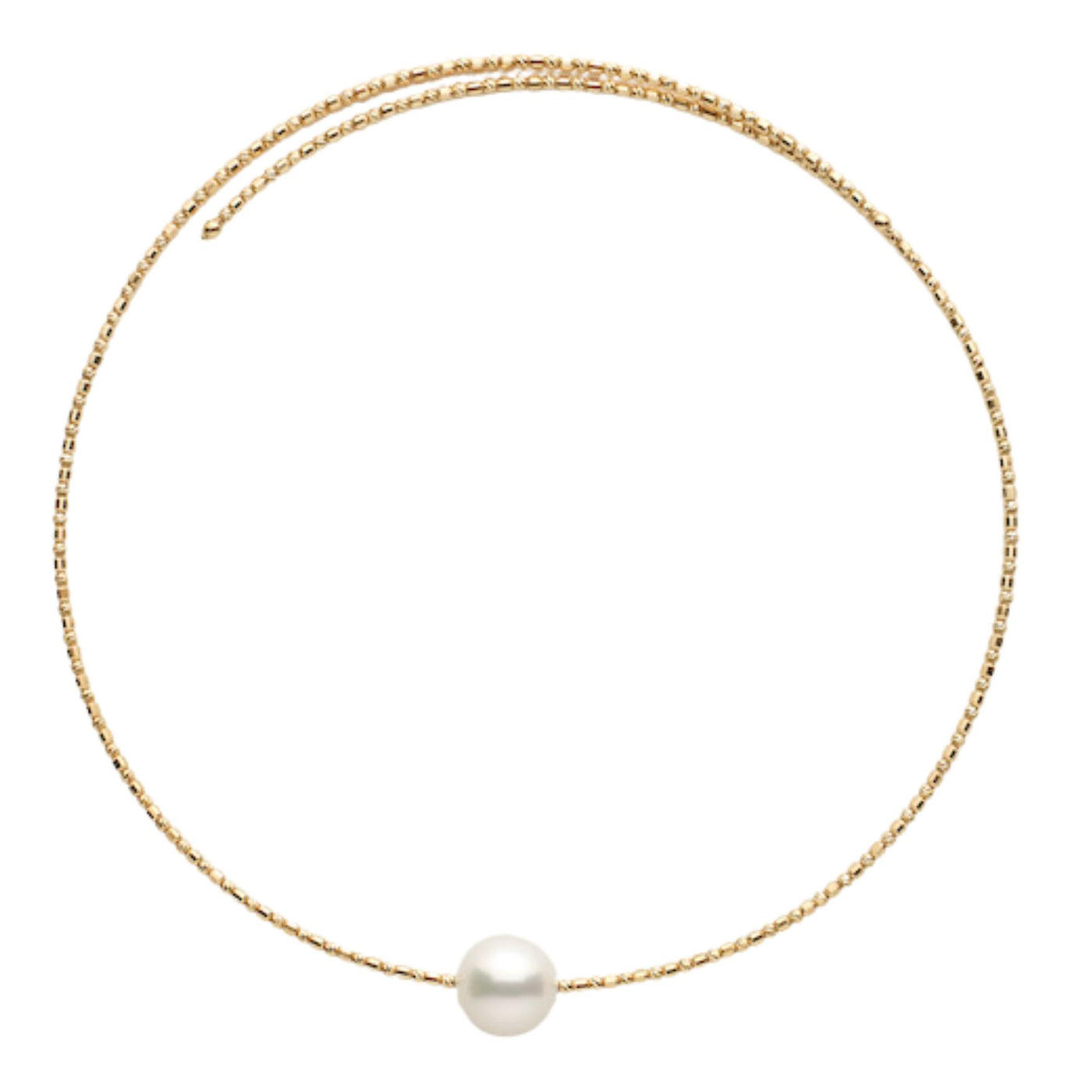 White South Sea Choker, Yellow Gold faceted bangle Necklace-Choker