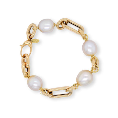 White South Sea Pearl Bracelet in 18K Yellow Gold