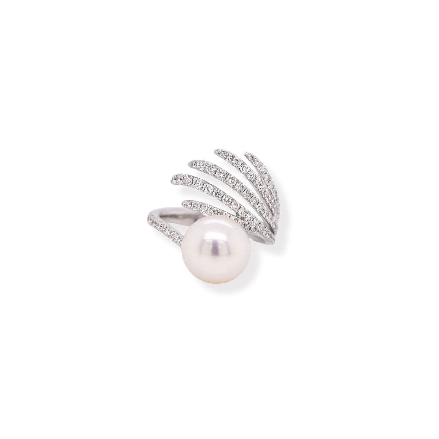 White Gold, Diamond and White South Sea Pearl Ring 