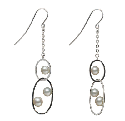 Double Circle Floating Earrings Earring Pearls by Shari