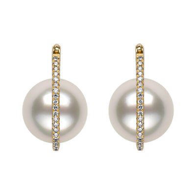 Floating Pearl Diamond Earrings