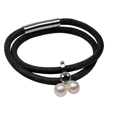 Teton Mountaineering Round Leather Bracelet/Choker Bracelet Pearls by Shari