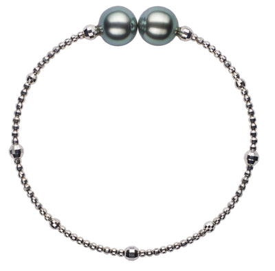 Mirror Bead Bangle Bracelet Pearls by Shari