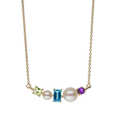 Multi Gemstone Bar Necklace Necklace Pearls by Shari