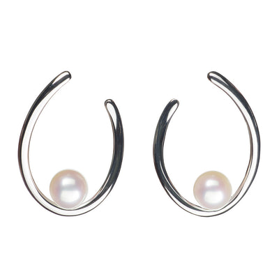 Floating Open Hoop Freshwater Pearl Earrings Earring Pearls by Shari