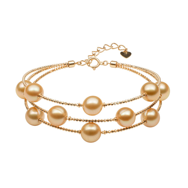 3 Strand Golden South Sea Sparkle Bracelet