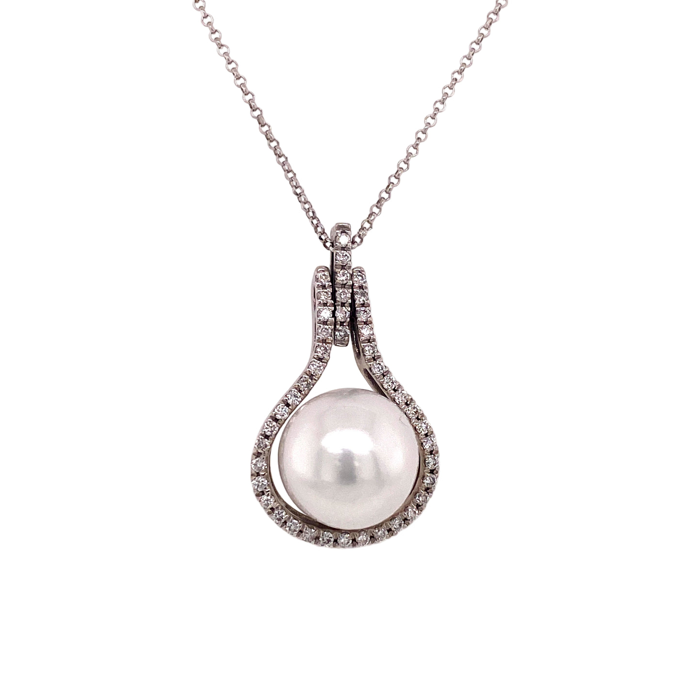 Pearl & Diamond Tear Pendant