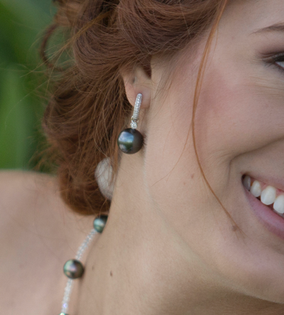 Reversible Pearl & Diamond Earrings Earring Pearls by Shari
